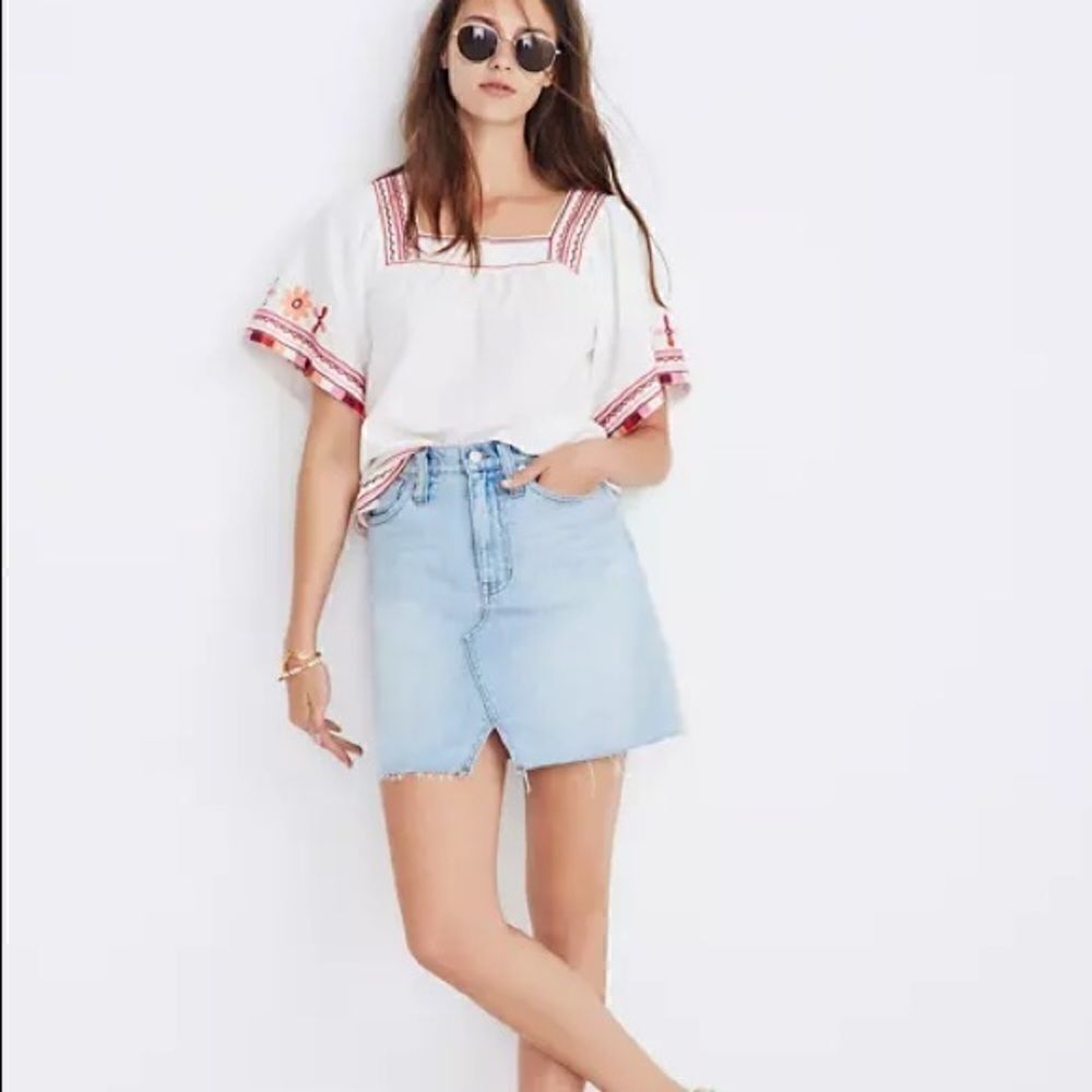 Madewell Rigid Denim A-line Mini Cutout Skirt 25